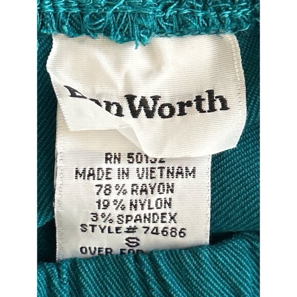 BonWorth Stretch Green Straight Leg Elastic Waist Womens Pants Size S - Picture 3 of 8